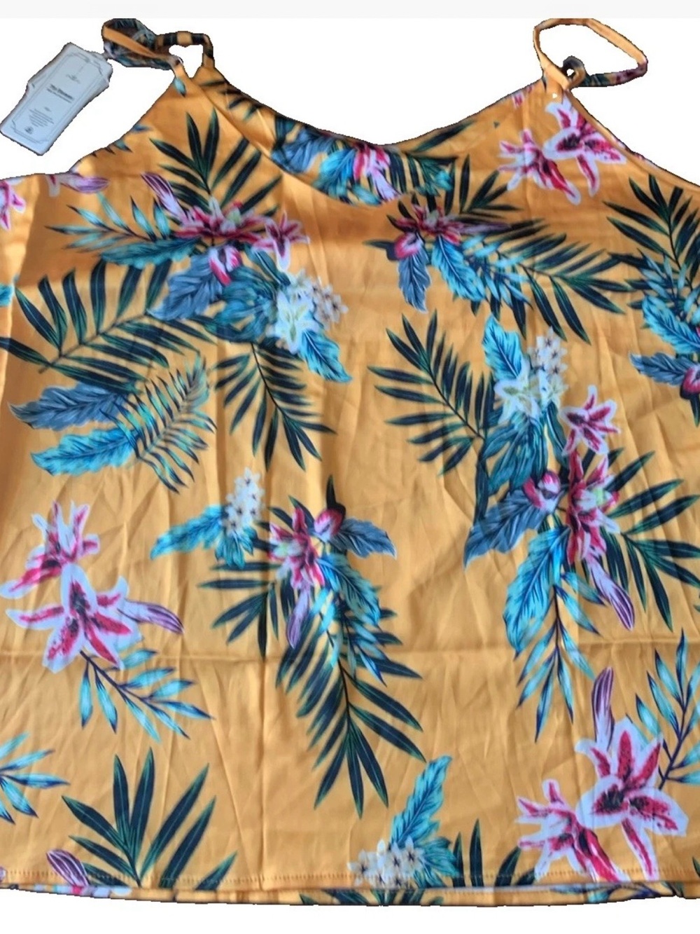 7th Element Women's Yellow Multicolor Floral Sleeveless Tank Top in Size 3X